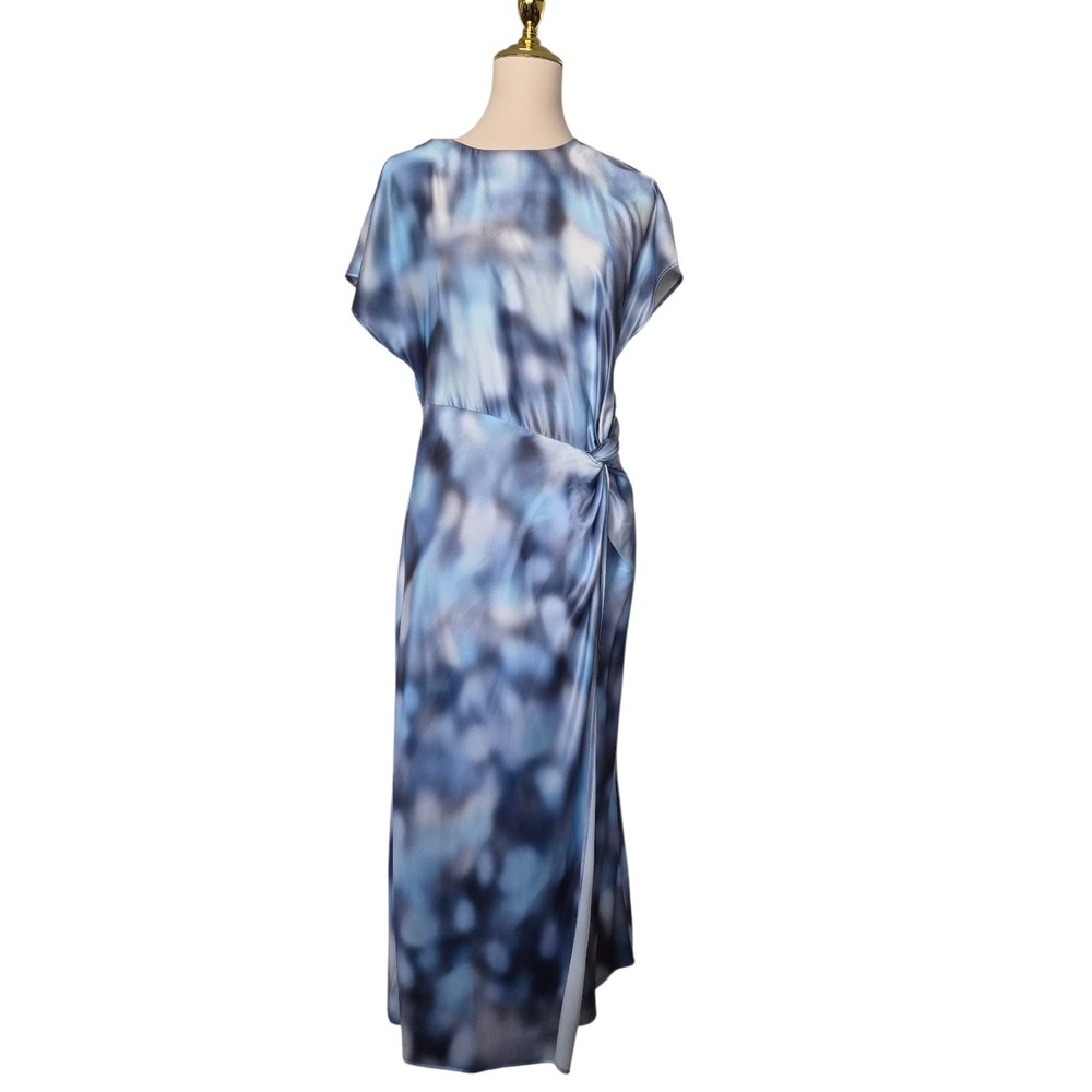 ZARA Blue‎ Abstract Print Wrap Maxi Dress Size M NWT Side Tie Slit